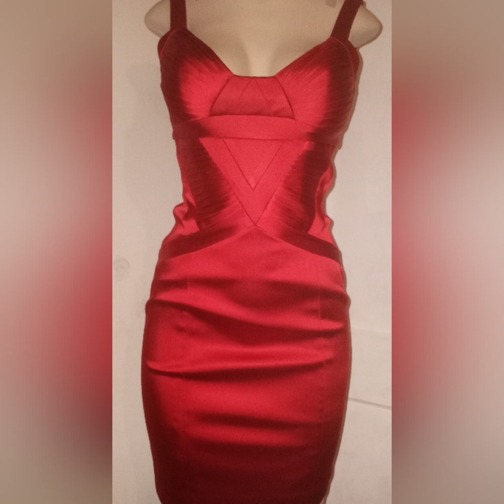 Laundry By Shelli Segal Red Hot 🔥 Size 0 Satin Cocktail Party Club Dress